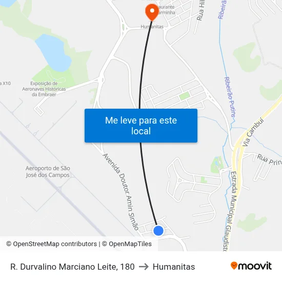 R. Durvalino Marciano Leite, 180 to Humanitas map