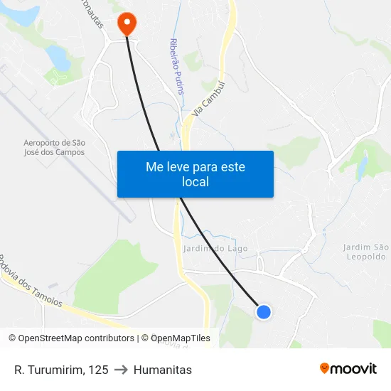R. Turumirim, 125 to Humanitas map