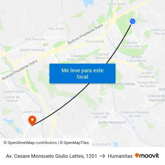 Av. Cesare Monsueto Giulio Lattes, 1201 to Humanitas map