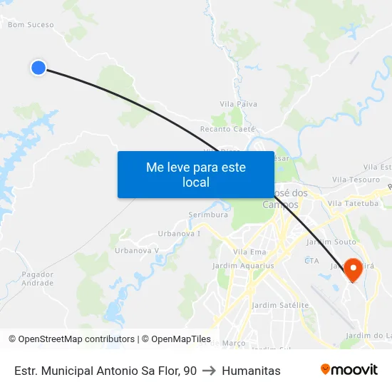 Estr. Municipal Antonio Sa Flor, 90 to Humanitas map