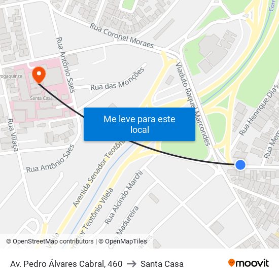 Av. Pedro Álvares Cabral, 460 to Santa Casa map