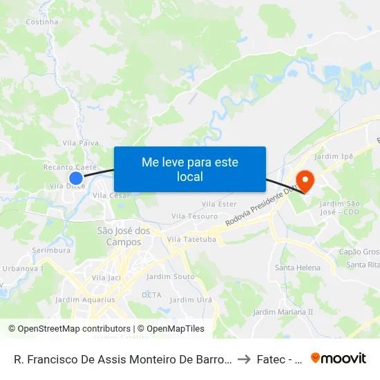 R. Francisco De Assis Monteiro De Barros, 125 to Fatec - Sjc map