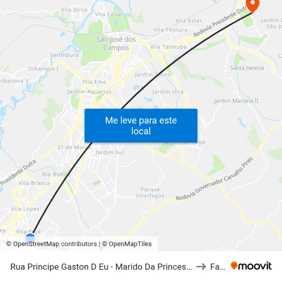 Rua Principe Gaston D Eu - Marido Da Princesa Isabel Zona Preferencial 01 - Zap 1 Jacareí - São Paulo 12310 Brasil to Fatec - Sjc map