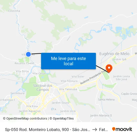 Sp-050 Rod. Monteiro Lobato, 900 - São José Dos Campos, Sp, 12213-410, Brasil to Fatec - Sjc map