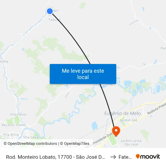 Rod. Monteiro Lobato, 17700 - São José Dos Campos, Monteiro Lobato to Fatec - Sjc map