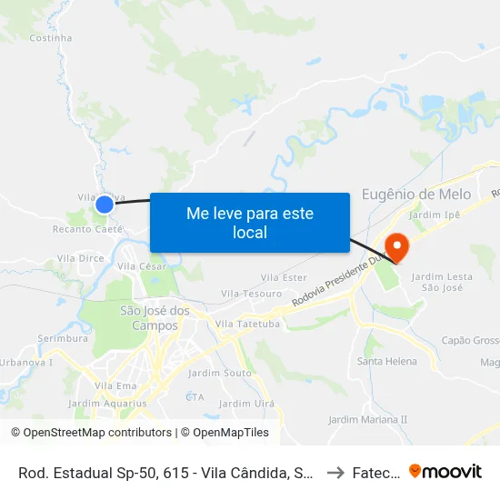 Rod. Estadual Sp-50, 615 - Vila Cândida, São José Dos Campos to Fatec - Sjc map