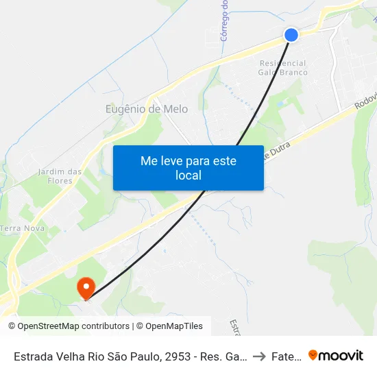 Estrada Velha Rio São Paulo, 2953 - Res. Galo Branco, São José Dos Campos to Fatec - Sjc map