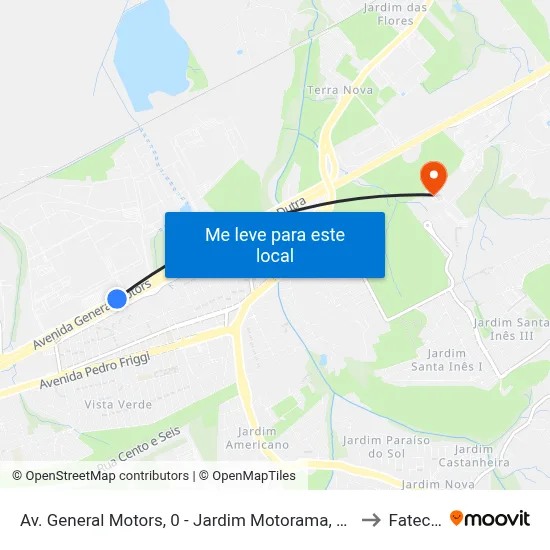 Av. General Motors, 0 - Jardim Motorama, São José Dos Campos to Fatec - Sjc map