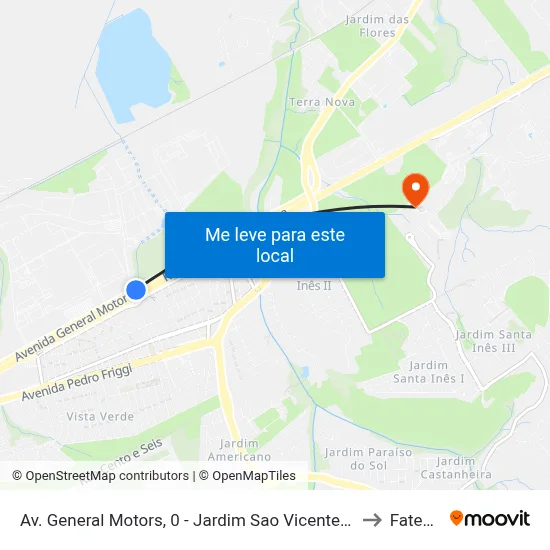 Av. General Motors, 0 - Jardim Sao Vicente, São José Dos Campos to Fatec - Sjc map