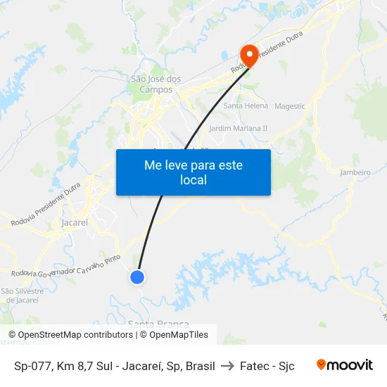 Sp-077, Km 8,7 Sul - Jacareí, Sp, Brasil to Fatec - Sjc map
