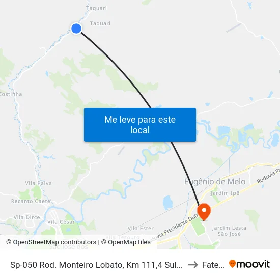 Sp-050 Rod. Monteiro Lobato, Km 111,4 Sul - São José Dos Campos, Sp, Brasil to Fatec - Sjc map