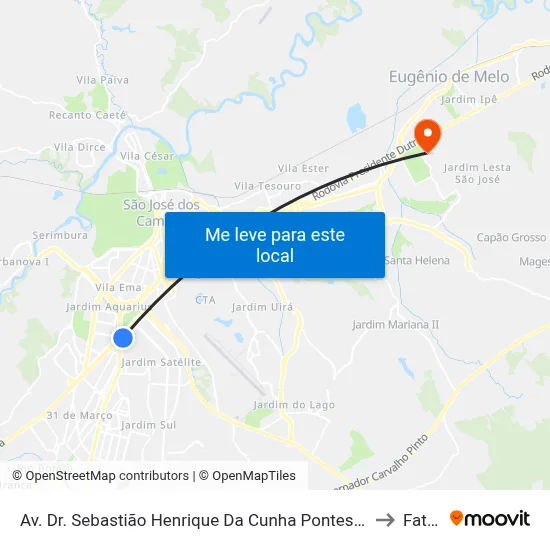 Av. Dr. Sebastião Henrique Da Cunha Pontes, 3333 - Jardim Anhembi, São José Dos Campos to Fatec - Sjc map