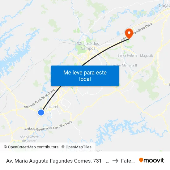 Av. Maria Augusta Fagundes Gomes, 731 - Jardim Sao Paulo, Jacareí to Fatec - Sjc map