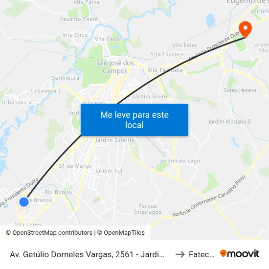 Av. Getúlio Dorneles Vargas, 2561 - Jardim California, Jacareí to Fatec - Sjc map