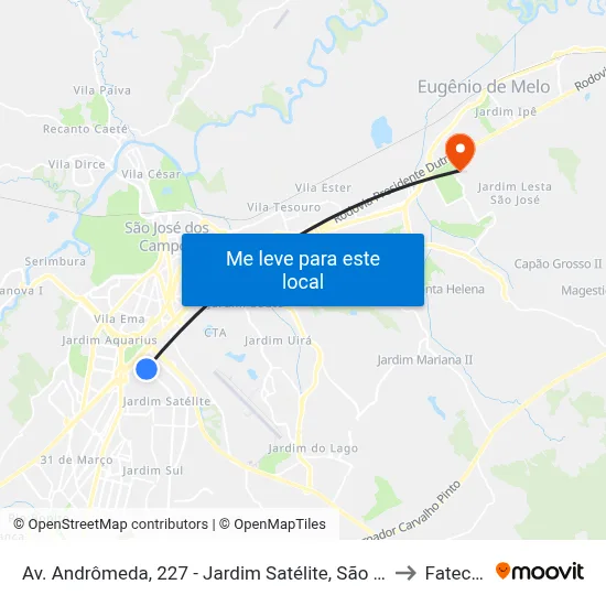 Av. Andrômeda, 227 - Jardim Satélite, São José Dos Campos to Fatec - Sjc map