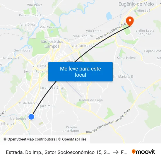 Estrada. Do Imp., Setor Socioeconômico 15, São José Dos Campos - São Paulo, Brasil - Cidade Morumbi, São José Dos Campos to Fatec - Sjc map