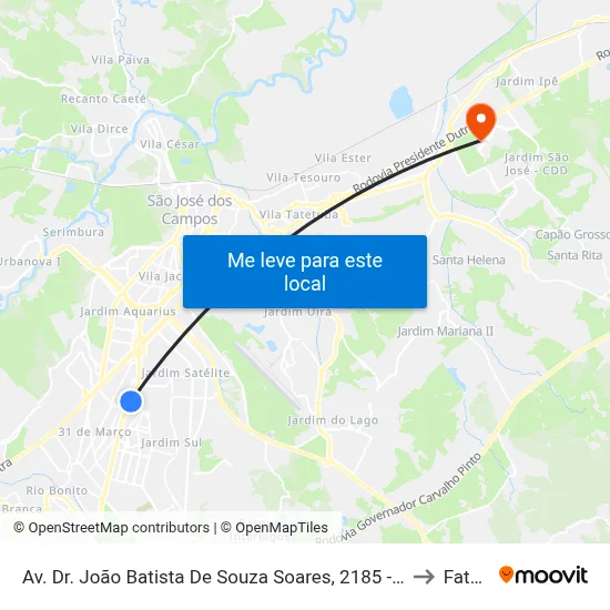 Av. Dr. João Batista De Souza Soares, 2185 - Jardim America, São José Dos Campos to Fatec - Sjc map