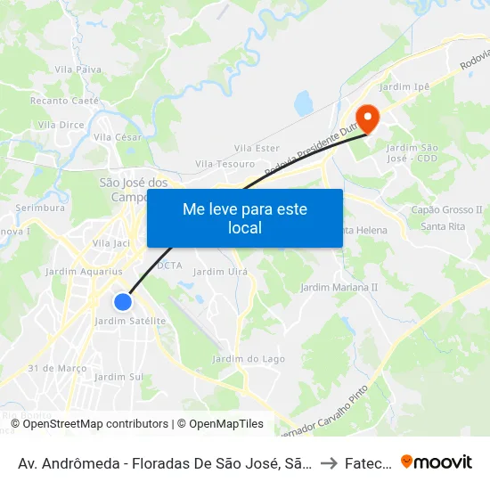 Av. Andrômeda - Floradas De São José, São José Dos Campos to Fatec - Sjc map