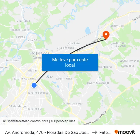 Av. Andrômeda, 470 - Floradas De São José, São José Dos Campos to Fatec - Sjc map