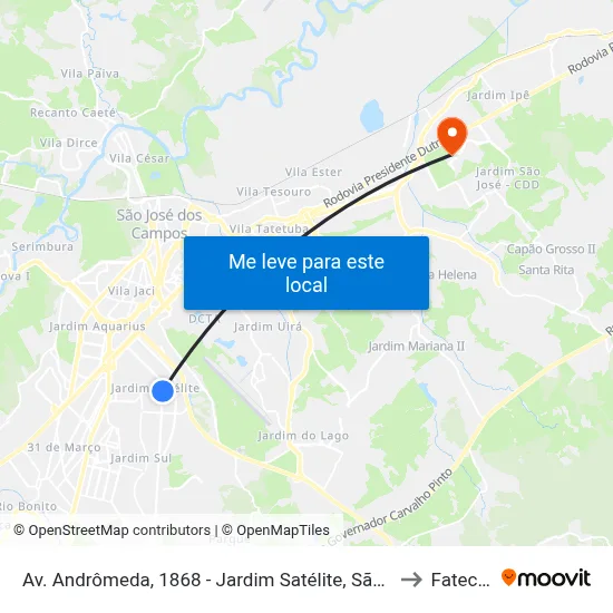 Av. Andrômeda, 1868 - Jardim Satélite, São José Dos Campos to Fatec - Sjc map
