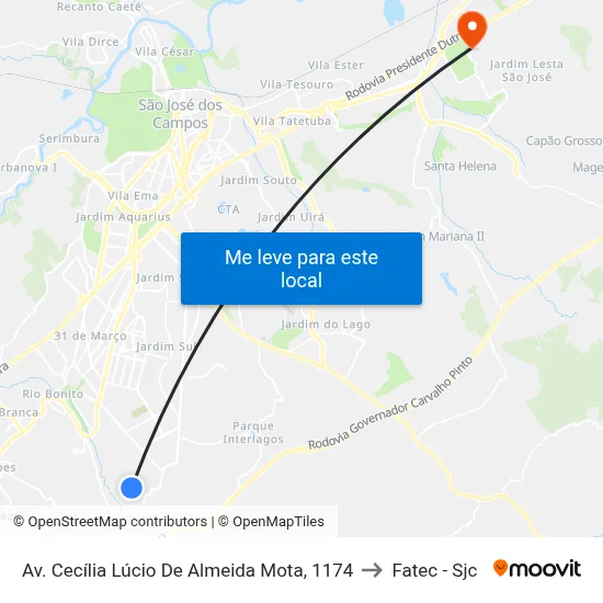 Av. Cecília Lúcio De Almeida Mota, 1174 to Fatec - Sjc map