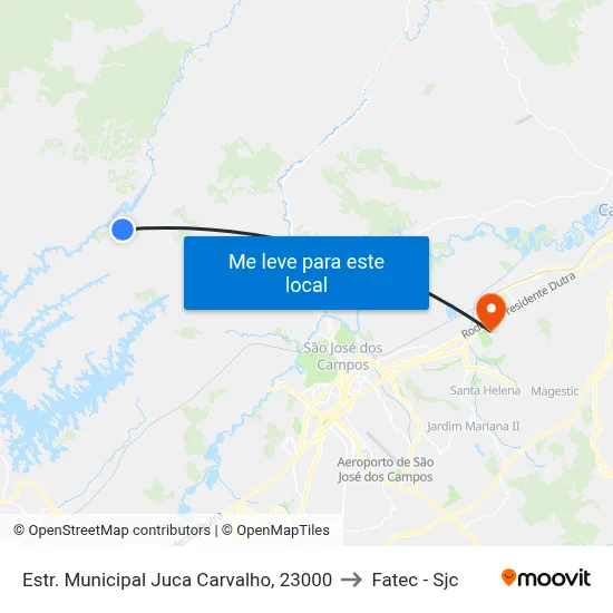 Estr. Municipal Juca Carvalho, 23000 to Fatec - Sjc map