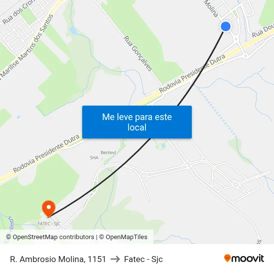 R. Ambrosio Molina, 1151 to Fatec - Sjc map