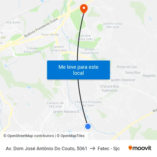 Av. Dom José Antônio Do Couto, 5061 to Fatec - Sjc map