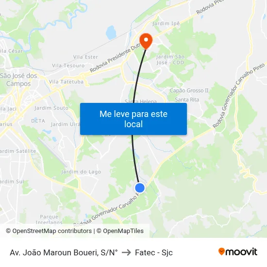 Av. João Maroun Boueri, S/N° to Fatec - Sjc map