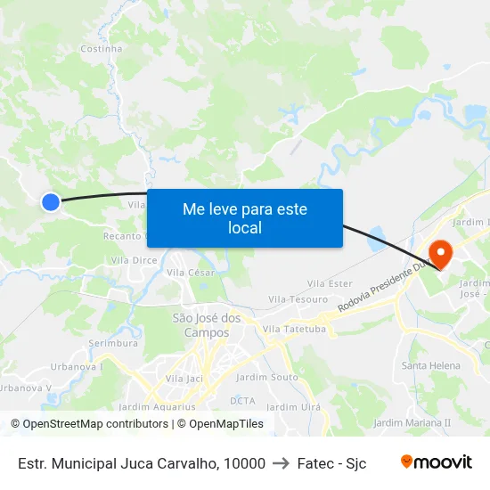 Estr. Municipal Juca Carvalho, 10000 to Fatec - Sjc map