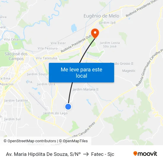 Av. Maria Hipólita De Souza, S/Nº to Fatec - Sjc map