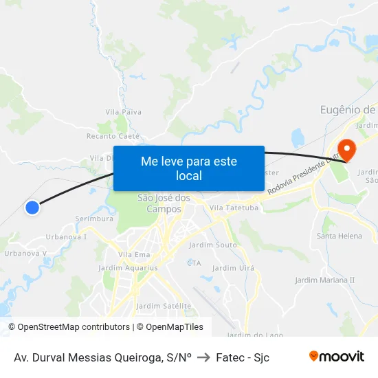 Av. Durval Messias Queiroga, S/Nº to Fatec - Sjc map