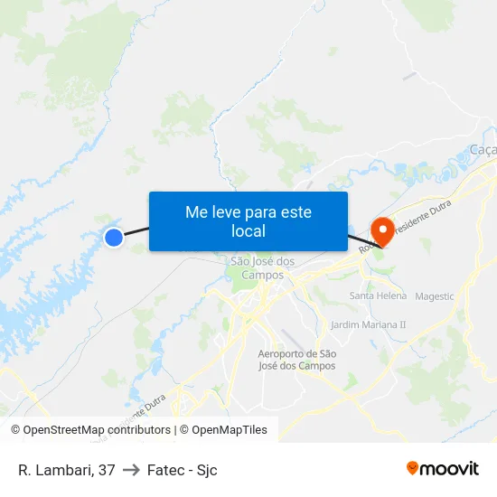 R. Lambari, 37 to Fatec - Sjc map