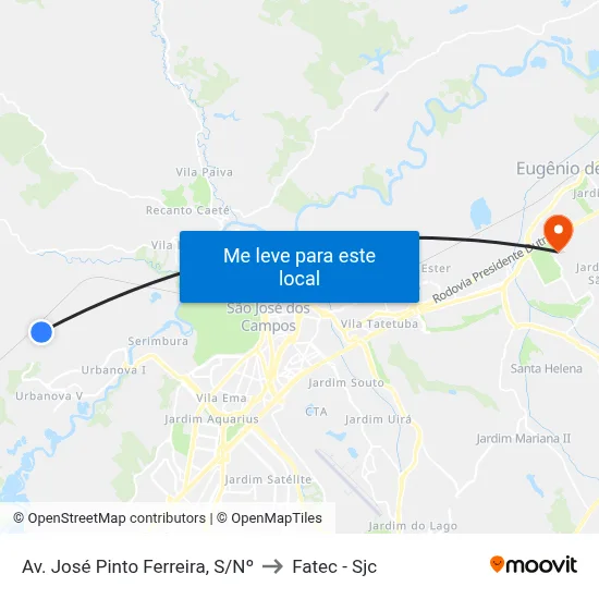 Av. José Pinto Ferreira, S/Nº to Fatec - Sjc map