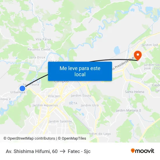 Av. Shishima Hifumi, 60 to Fatec - Sjc map
