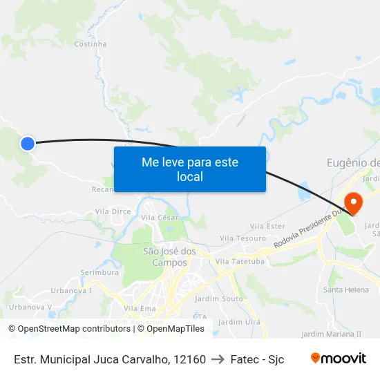 Estr. Municipal Juca Carvalho, 12160 to Fatec - Sjc map