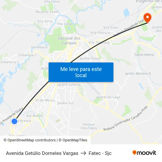 Avenida Getúlio Dorneles Vargas to Fatec - Sjc map