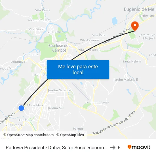 Rodovia Presidente Dutra, Setor Socioeconômico 16, São José Dos Campos - São Paulo, Brasil - Jardim Por Do Sol, São José Dos Campos to Fatec - Sjc map