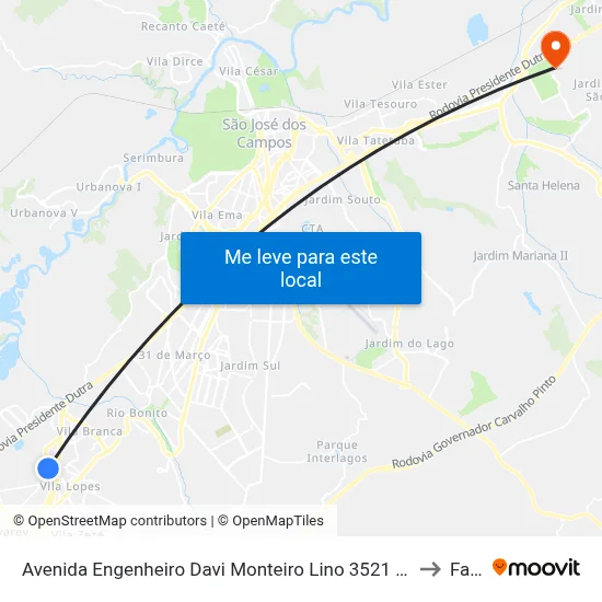 Avenida Engenheiro Davi Monteiro Lino 3521 Zona De Adensamento Controlado (Zac) Jacareí - São Paulo 12305 Brasil to Fatec - Sjc map