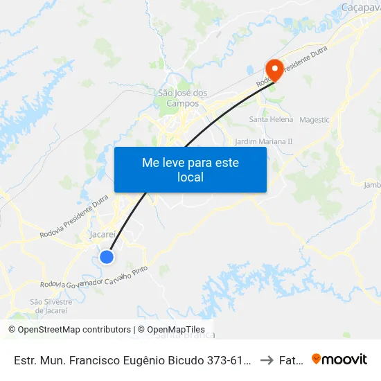 Estr. Mun. Francisco Eugênio Bicudo 373-619 - Jardim Colinas Jacareí - SP 12319-010 Brasil to Fatec - Sjc map