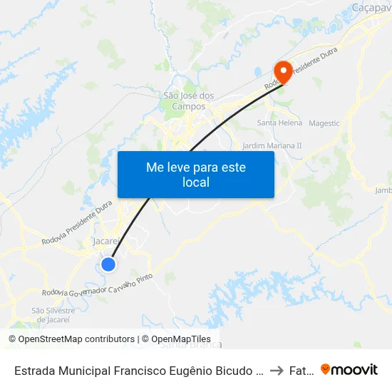 Estrada Municipal Francisco Eugênio Bicudo 140-372 - Jardim Colinas Jacareí - SP 12319-010 Brasil to Fatec - Sjc map