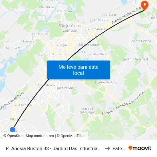 R. Anésia Ruston 93 - Jardim Das Industrias Jacareí - SP 12306-010 Brasil to Fatec - Sjc map