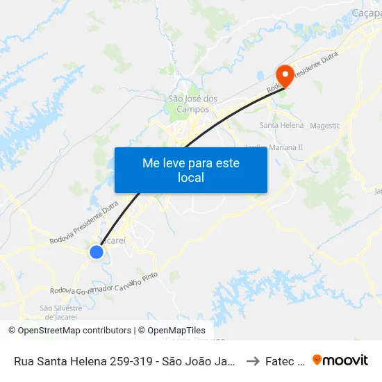 Rua Santa Helena 259-319 - São João Jacareí - SP Brasil to Fatec - Sjc map