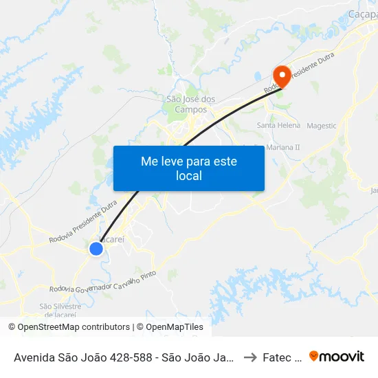 Avenida São João 428-588 - São João Jacareí - SP Brasil to Fatec - Sjc map