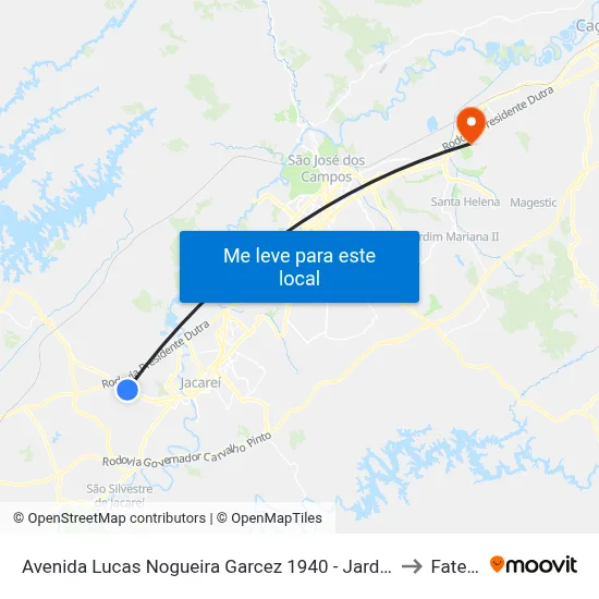 Avenida Lucas Nogueira Garcez 1940 - Jardim Esperança Jacareí - SP Brasil to Fatec - Sjc map