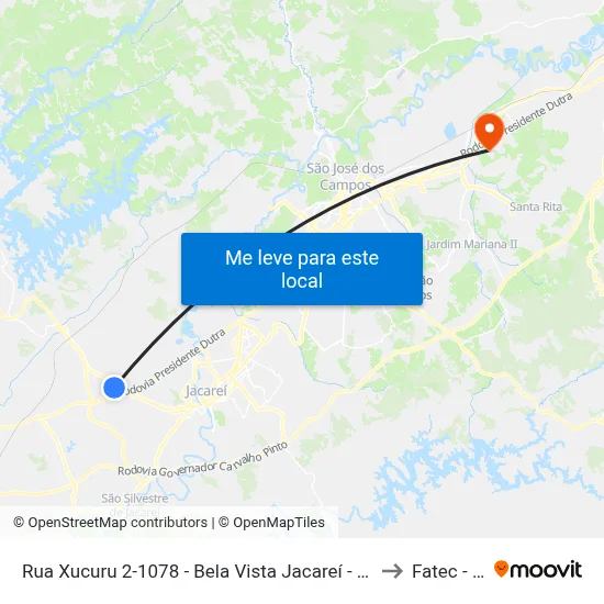 Rua Xucuru 2-1078 - Bela Vista Jacareí - SP Brasil to Fatec - Sjc map