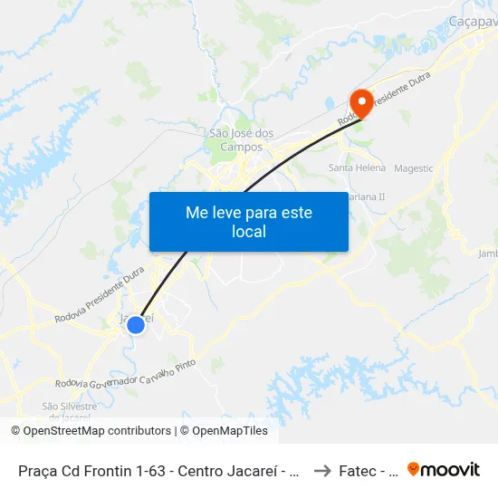 Praça Cd Frontin 1-63 - Centro Jacareí - SP Brasil to Fatec - Sjc map