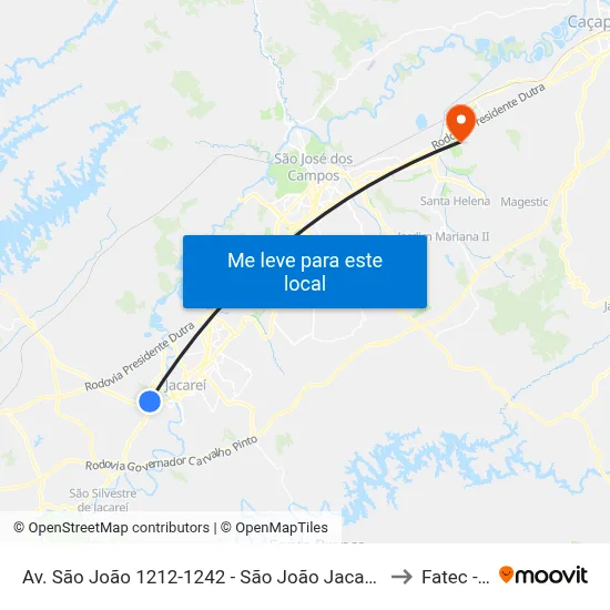 Av. São João 1212-1242 - São João Jacareí - SP Brasil to Fatec - Sjc map