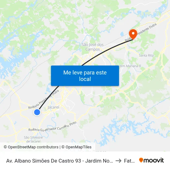 Av. Albano Simões De Castro 93 - Jardim Nova Esperança Jacareí - SP 12324-430 Brasil to Fatec - Sjc map