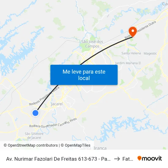 Av. Nurimar Fazolari De Freitas 613-673 - Parque Imperial Jacareí - SP 12329-011 Brasil to Fatec - Sjc map